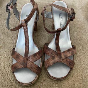 Brown Snake Skin Sandals w/ Heel